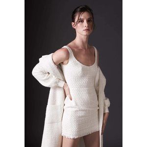 SAU LEE Alexa Tweed Mini Dress in Ivory 8 New